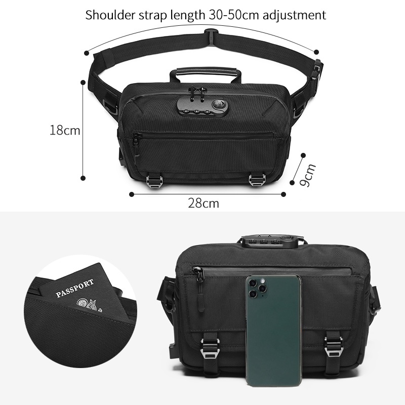 Túi đeo chéo OZUKO chống trộm chống thấm nước thời trang cho nam