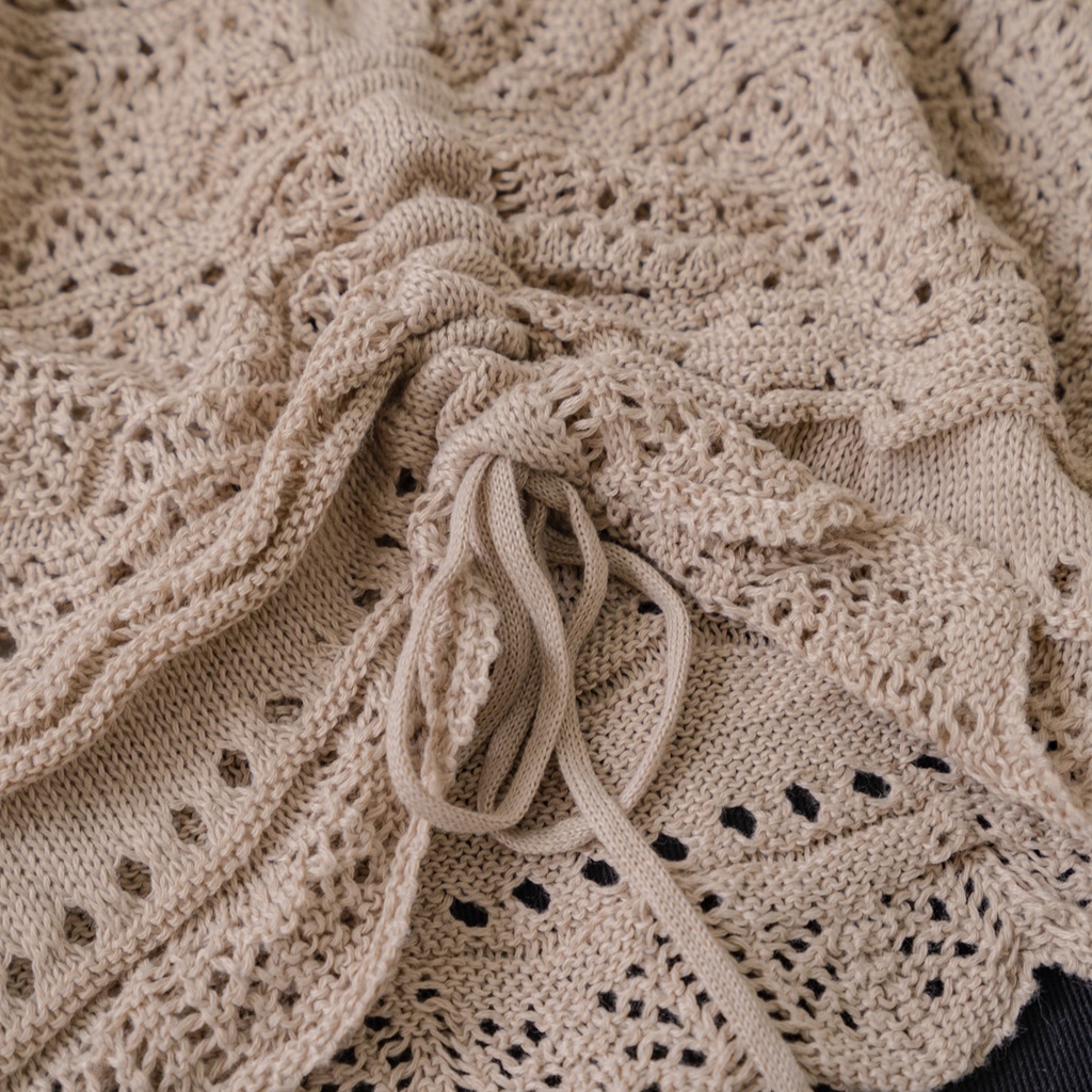 LEEVA - Áo croptop len dây rút ngắn tay mùa hè nhẹ nhàng A234