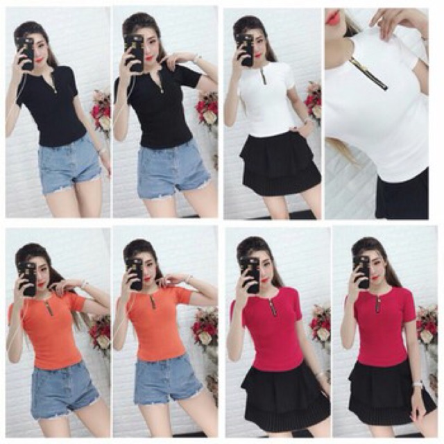 [Mã FASHIONT4WA2 giảm 10K đơn 50K] Áo Body Tay Ngắn Khoá Ngực | BigBuy360 - bigbuy360.vn