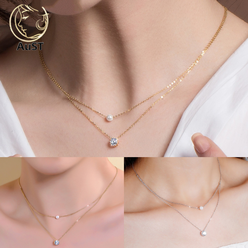 Vòng cổ Hai Lớp Đính Ngọc Trai Nhân Tạo Thời Trang Dành Cho Nữ