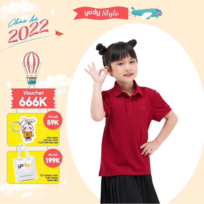 Áo polo cho bé thương hiệu YODY vải cotton thoải mái vận động APK5189