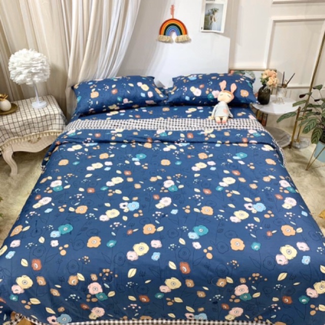 Bộ chăn ga gối cotton 100% cotton leving (drap- mềm chần -ra giường)