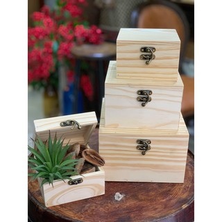 Combo 3 hộp gỗ vuông có nắp