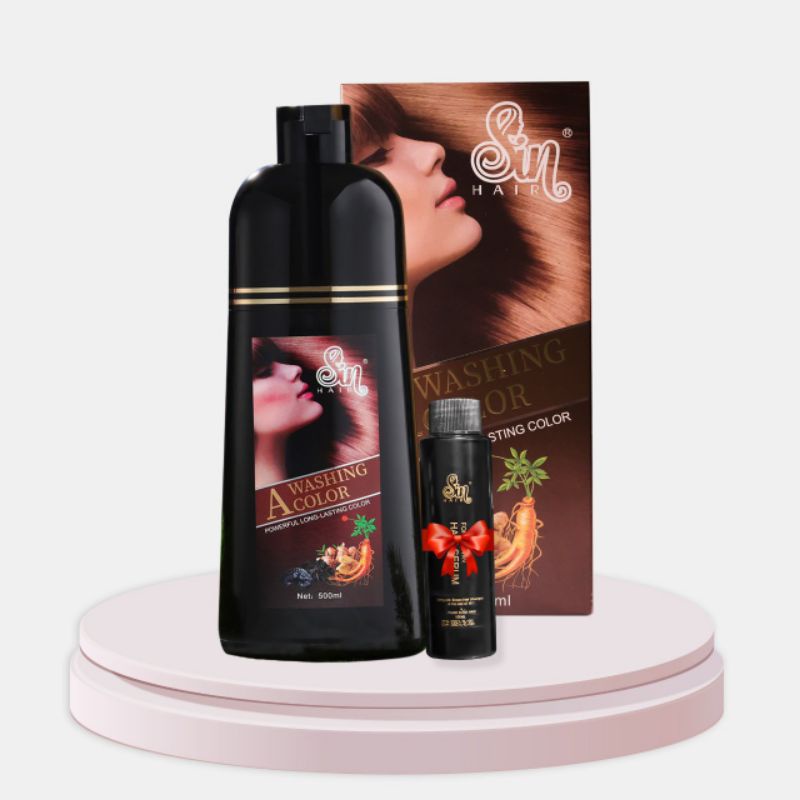 Số 1 Nhật Bản Combo 2 chai dầu gội phủ bạc màu nâu Sin Hair  500ml