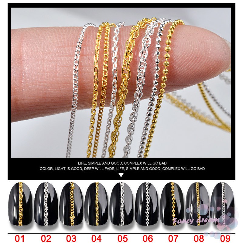 Chuỗi bạc 50cm trang trí móng cao cấp sang trọng