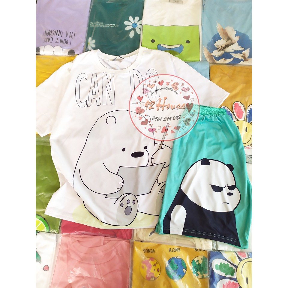 Set đồ bộ cartoon gấu trắng 3D unisex siêu cute