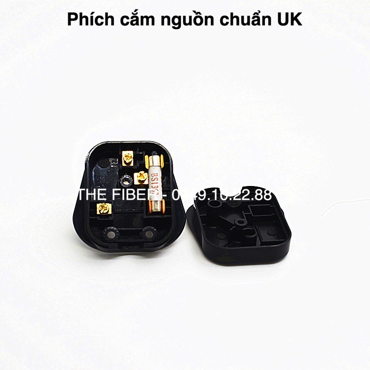 Phích cắm nguồn chuẩn UK - có cầu chì bên trong