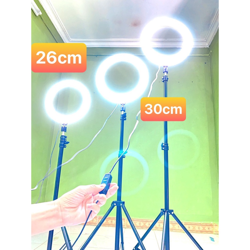 Đèn livestream 26 30 33 36cm và chân 2m1 hỗ trợ chụp ảnh, bán hàng, make up nhiều chế độ sáng