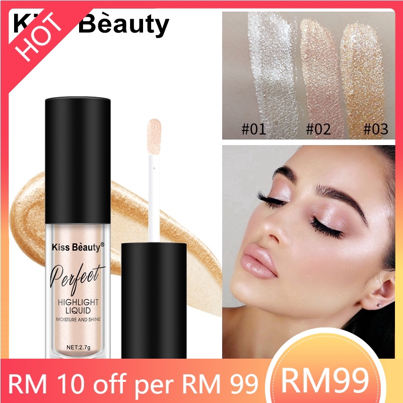 (hàng Mới Về) Phấn Bắt Sáng Kiss Beauty Chống Thấm Nước Màu Sắc Lấp Lánh