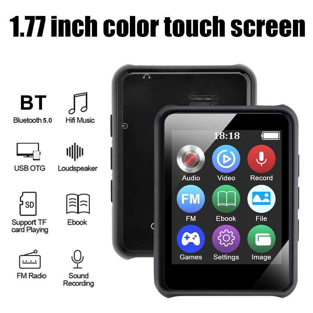 Máy nghe nhạc VIRWIR Mp3 màn hình 1.77 inch âm thanh Hifi có phụ kiện