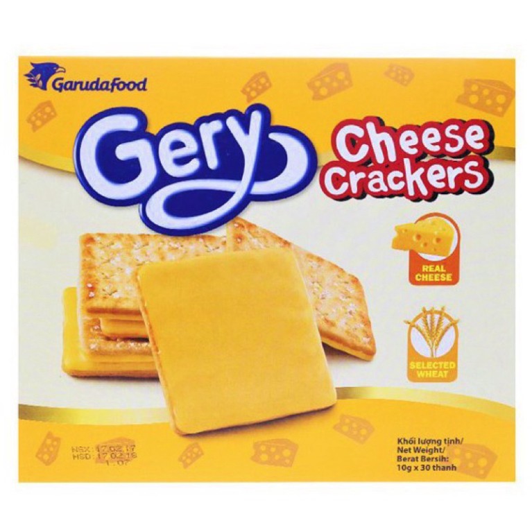 [ Mua nhiều hỗ trợ giảm giá] Bánh Cracker Phô Mai Đường Gery siêu béo ngậy Hộp 300g 30 cái và 200g 20cái