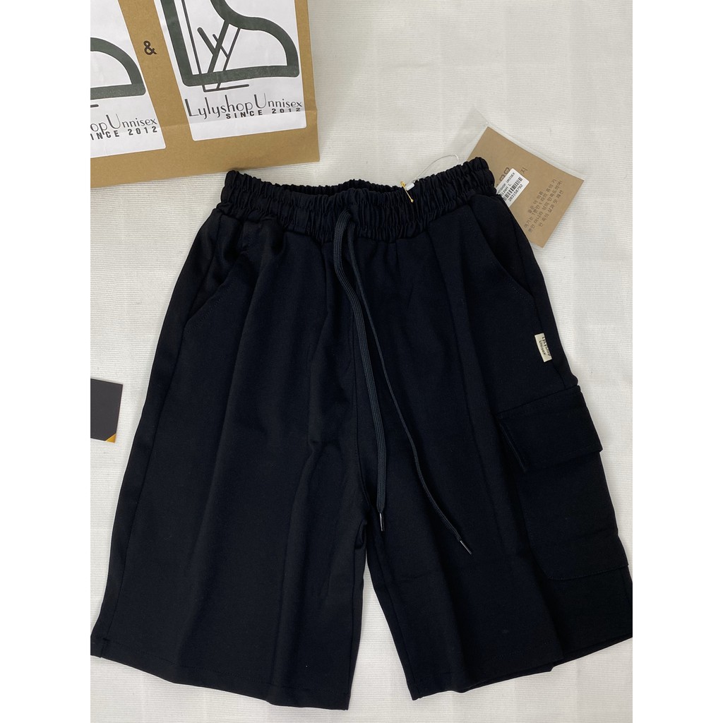 Quần short nam nữ Lylyshop chất umi cotton mịn lì kiểu quần đùi ống rộng unisex phối túi phong cách cá tính có size M,L | BigBuy360 - bigbuy360.vn