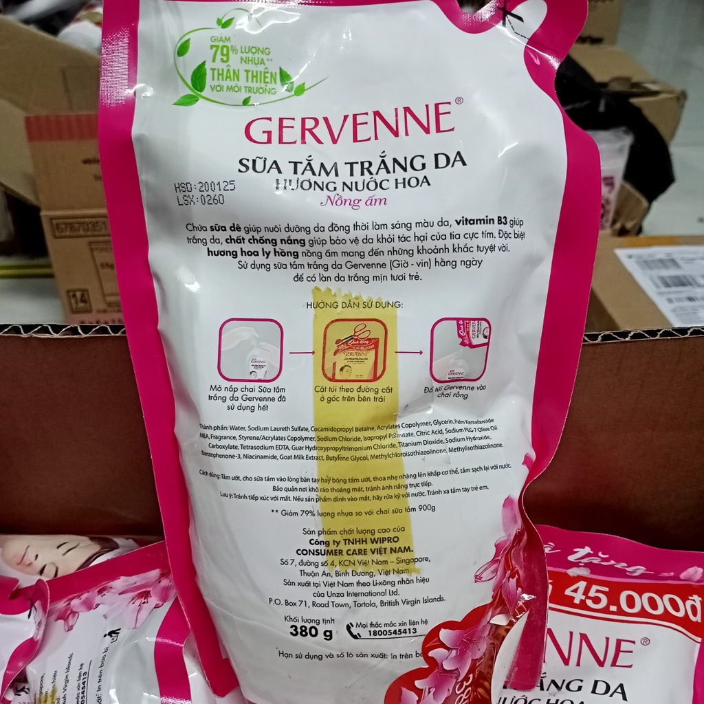 Sữa tắm trắng da hương nước hoa Gervenne 380g