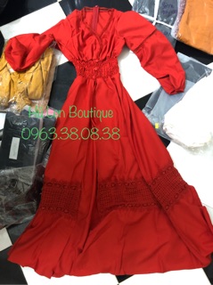 ĐẦM MAXI CỔ V BO EO (KÈM HÌNH THẬT)