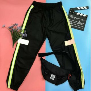 Quần jogger vải dù sọc phản quang unisex , made by f.o.f
