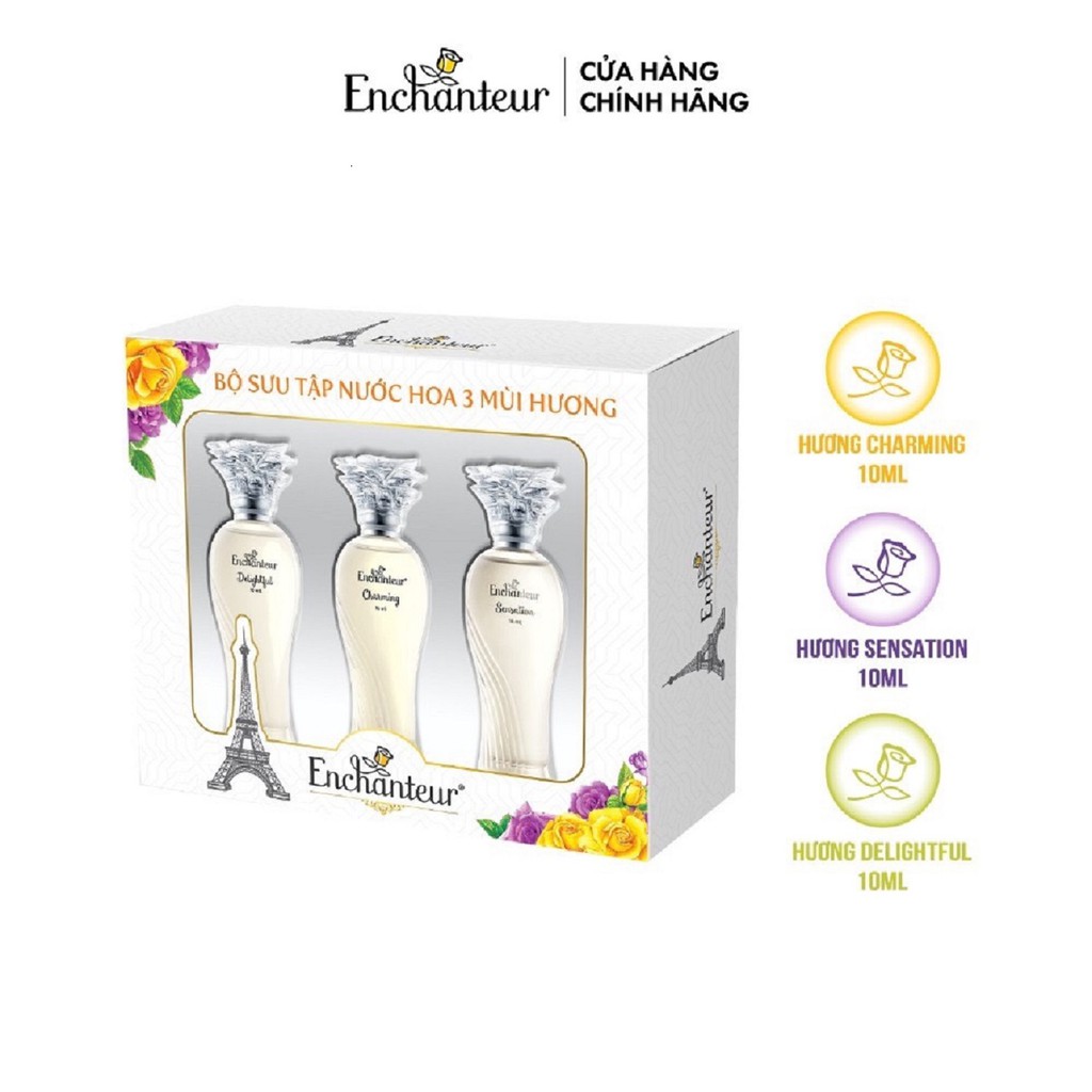 Bộ Sưu tập nước hoa 3 mùi hương Enchanteur Charming, Sensation, Delightful 10ml/ Chai