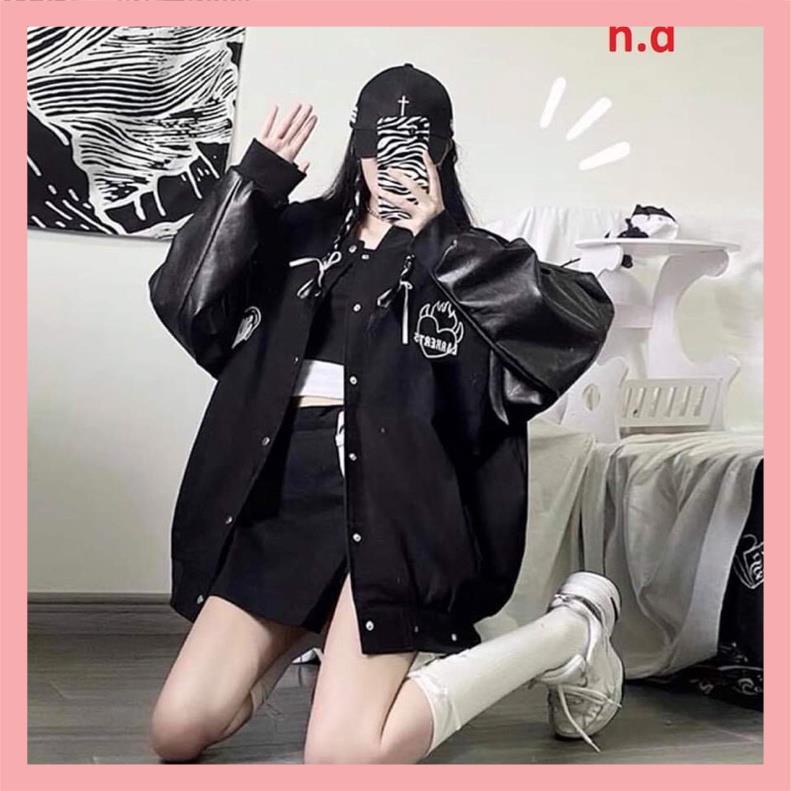 Áo bomber Trái tim, mặt ngườiChất gió mềmhàng 1 lớp cổ, tay áo và gấu áo có bo dệtfreesize 50kgphong cách hàn quốc
