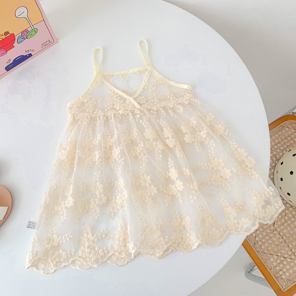 Đầm Tay Ngắn Phối Ren Màu Tím + 1 Đầm Trắng Thời Trang Mùa Hè Xinh Xắn Cho Bé Gái