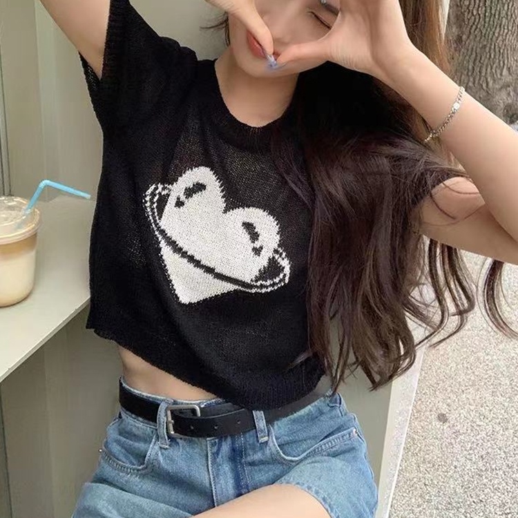 SUXI Áo Dệt Kim Tay Phồng Ngắn Dáng Ôm Phong Cách Vintage Thời Trang Cho Nữ