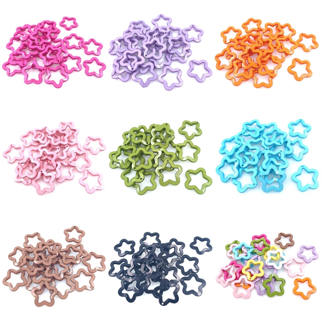 Set 10 Hạt Cườm Acrylic Hình Ngôi Sao Màu Kẹo 30mm Làm Trang Sức Thời Trang DIY