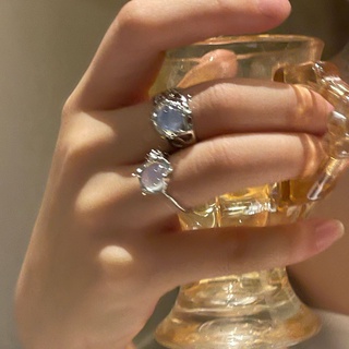 Nhẫn Bạc Đính Đá Opal Đơn Giản Cho Nữ