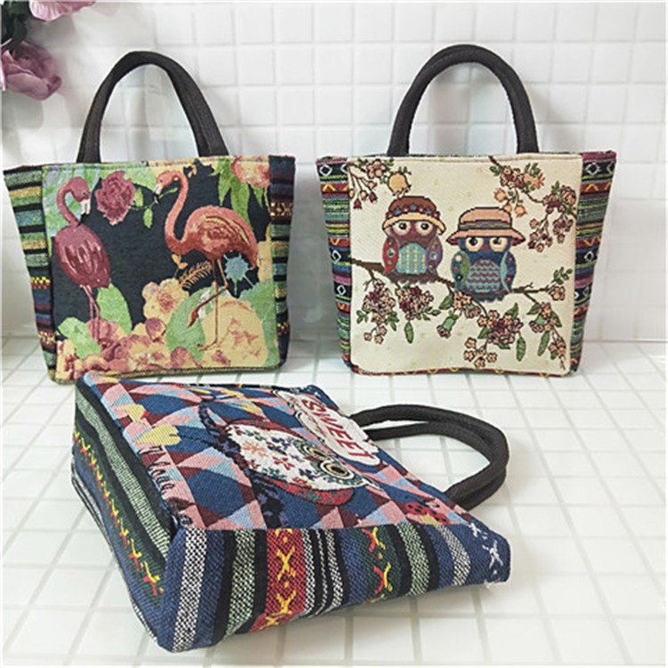 Túi Xách Tay Thời Trang Chất Liệu Vải, Phong Cách Cổ Điển, Làn Đeo Tay Phụ Nữ Cổ Kiểu Dáng Đơn Giản 2N006-2 Ngân Shop