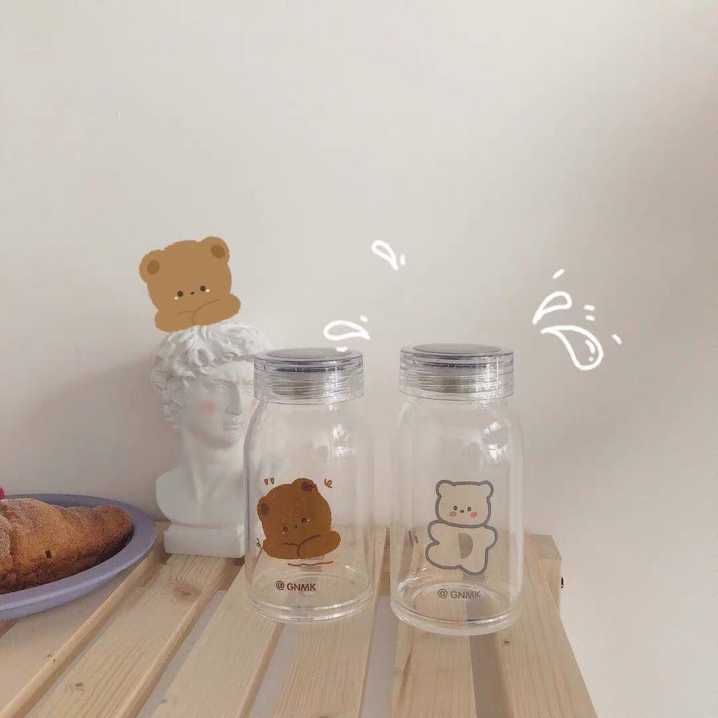 Ly thủy tinh họa tiết gấu hoạt hình đáng yêu