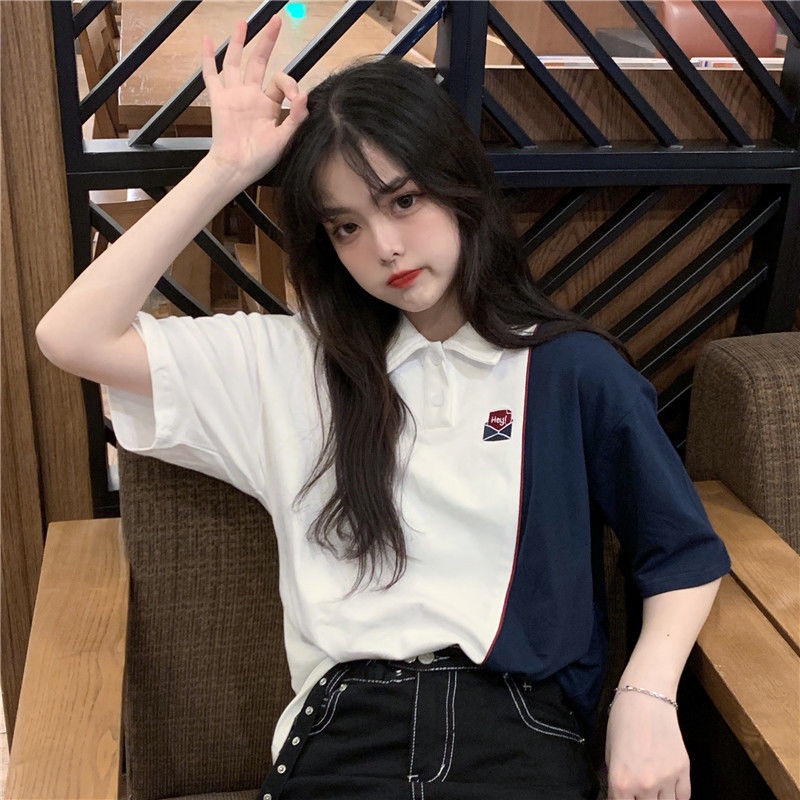 Áo polo Tay Ngắn Cổ POLO Màu Sắc Tương Phản Phong Cách Hàn Quốc Dành Cho Nữ 2022 JL-TX-263