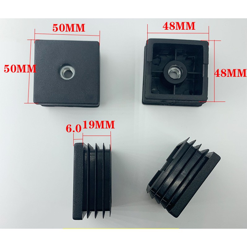 Nút bịt nhựa cho sắt hộp 50x50xM8, đế bịt nhựa có ren, hàng cao cấp.