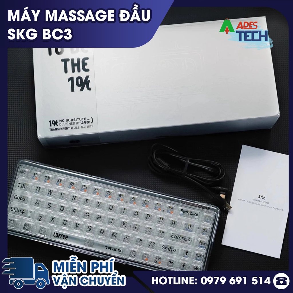 Bàn Phím Cơ Không Dây Lofree Phiên Bản 1% Trong Suốt Transparent Chống Nước Có Đèn LED - Bảo Hành Chính Hãng 12 Tháng