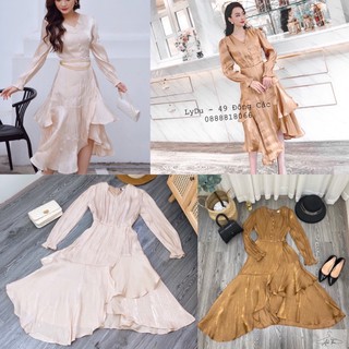 SẴN Váy Organza đuôi xếp tầng siêu phẩm