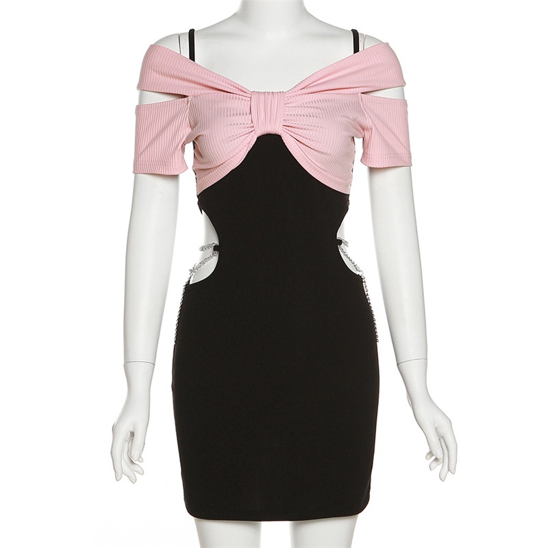 Đầm Tay Ngắn Phối Dây Xích Thời Trang Cá Tính Cho Nữ