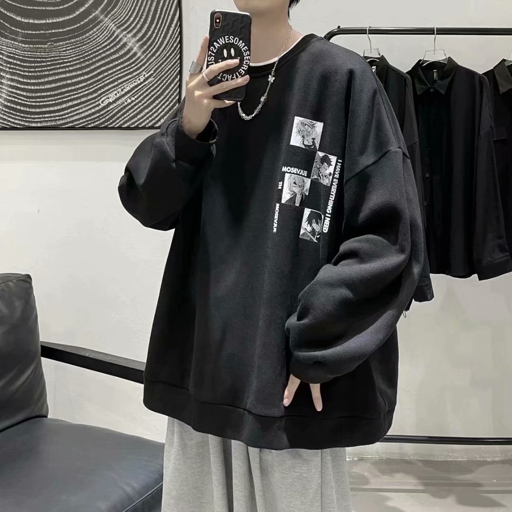 Áo Sweater Dáng Rộng In Hoạt Hình Phong Cách Nhật Bản 3 Màu Size M-5Xl Hợp Thời Trang Cho Các Cặp Đôi | BigBuy360 - bigbuy360.vn