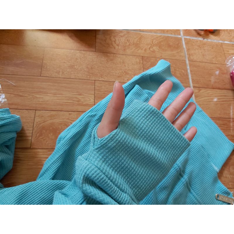 Xả Bom Áo Khoác Gân Xanh Tay Dài kèm Hình Chụp Thật