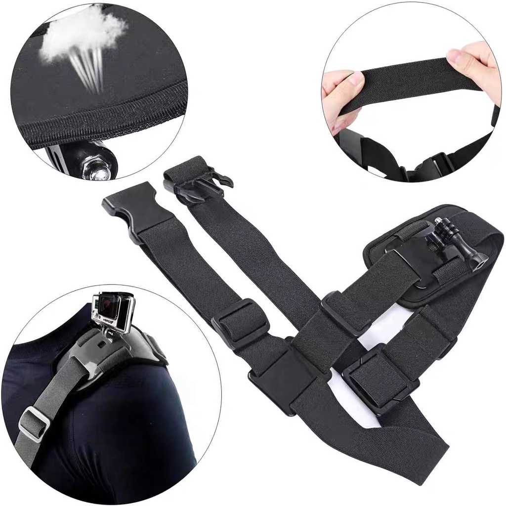 Lammcou Shoulder Strap Mount Clamp  compatible with  GoPro Hero 10 9 8 7 6 5 Yi H9R Osmo Action Camera Accessories