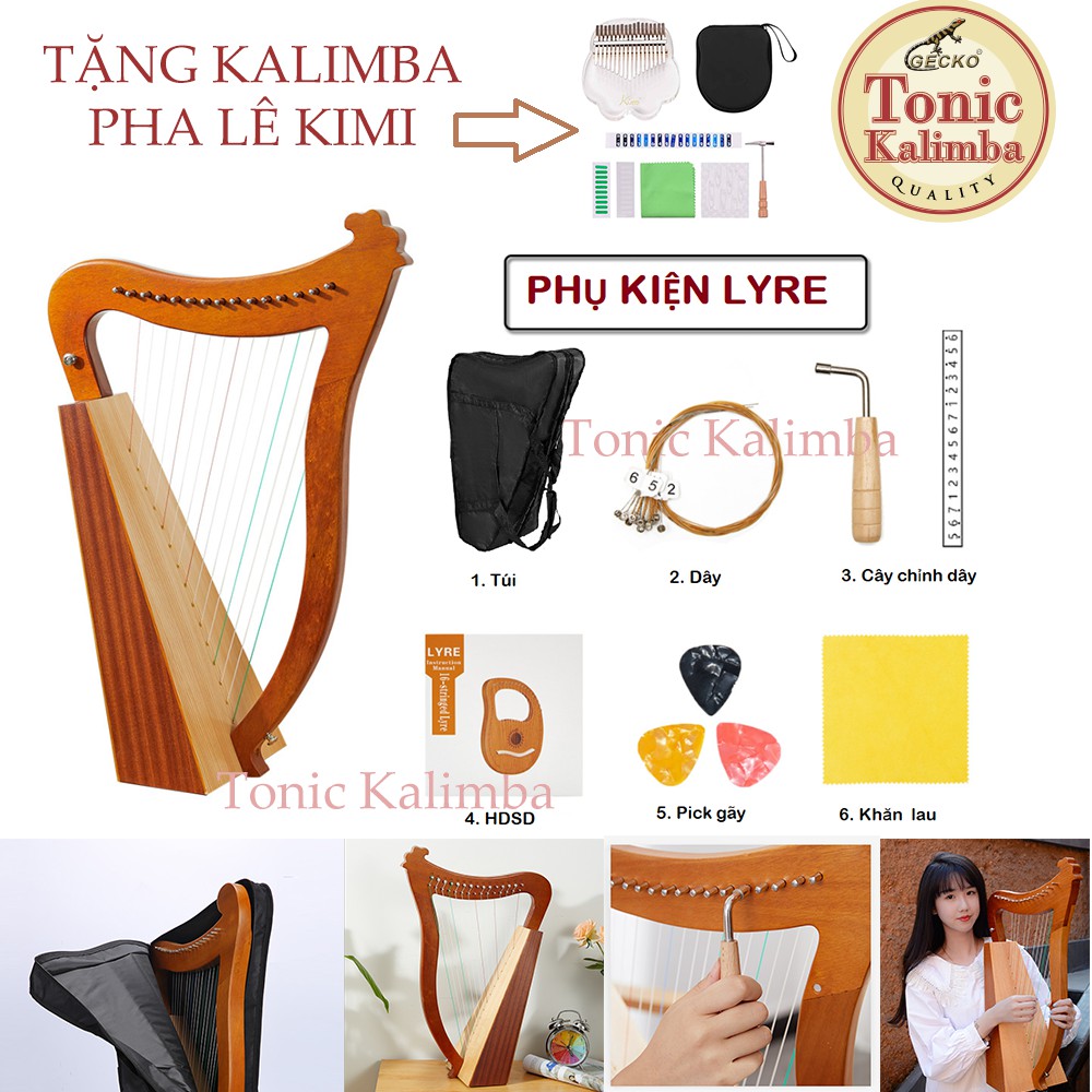 Đàn Hạc Cầm 19 Dây - Tặng Kalimba Pha Lê KIMI LY-059