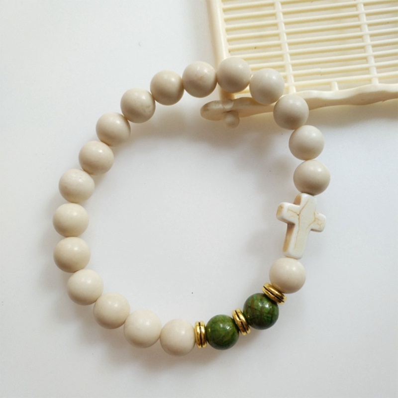 Vòng Tay Chuỗi Hạt 8mm Phối Mặt Thánh Giá Thời Trang Cho Nữ