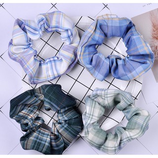 Dây buộc tóc - vòng cột tóc scrunchies vải sọc caro Hàn Quốc ( Giao ngẫu nhiên ) - KT41