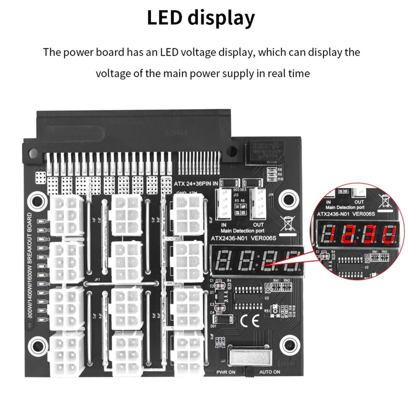 Bo Mạch Nguồn 36 + 24pin Sang 12x 6Pin CPU Server 2200W ATX2436-N01