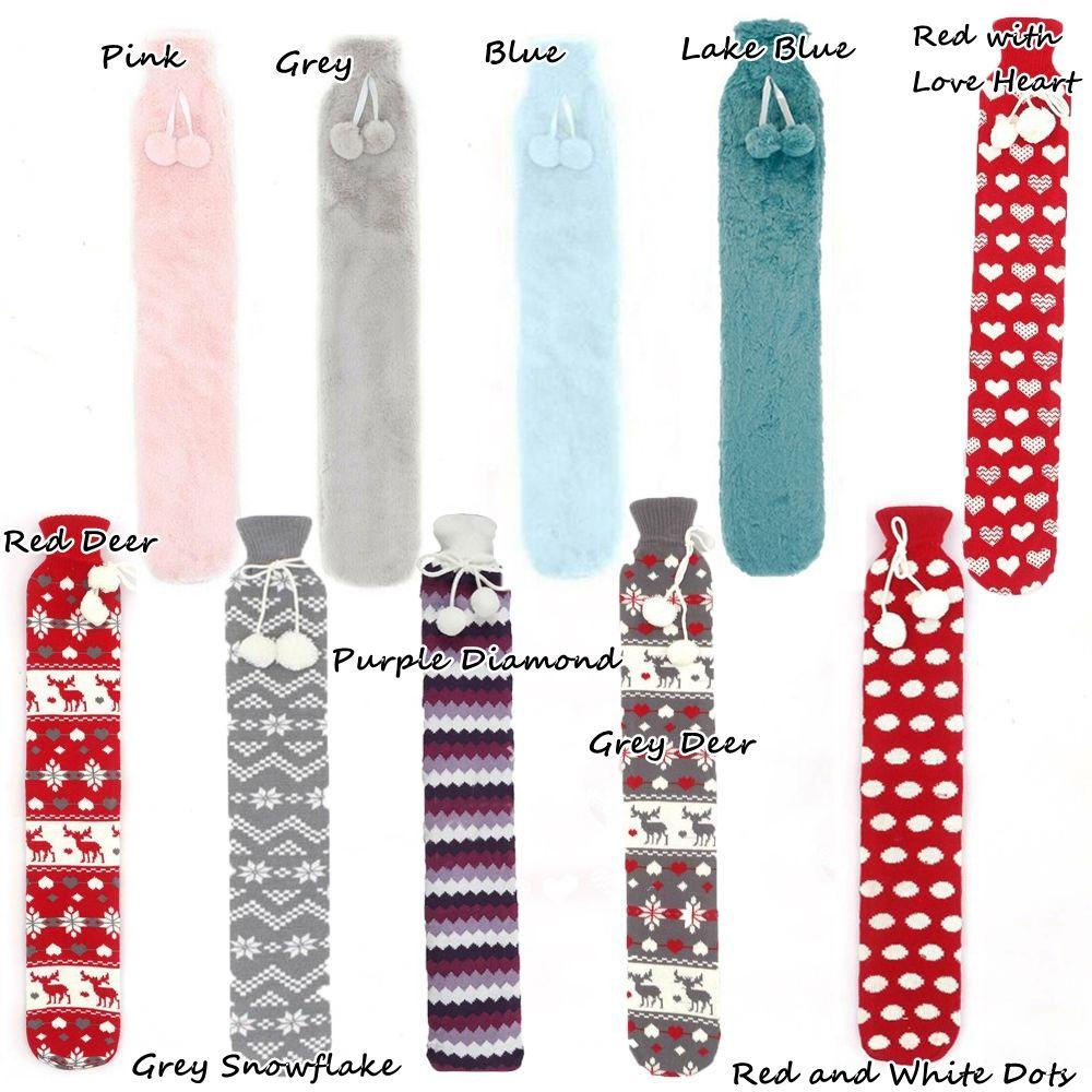 HS Túi Chườm Nước Nóng 2 Lít Phối Lông Giả Họa Tiết Chú Nai Đỏ Ấm Áp Có Thể Tháo