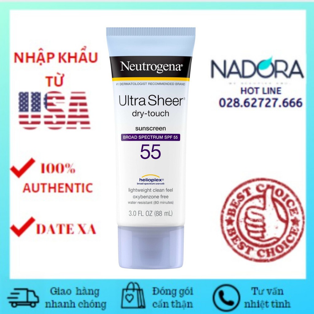[Đủ Size] Kem chống nắng Neutrogena Ultra Sheer Dry-Touch Sunscreen SPF 55