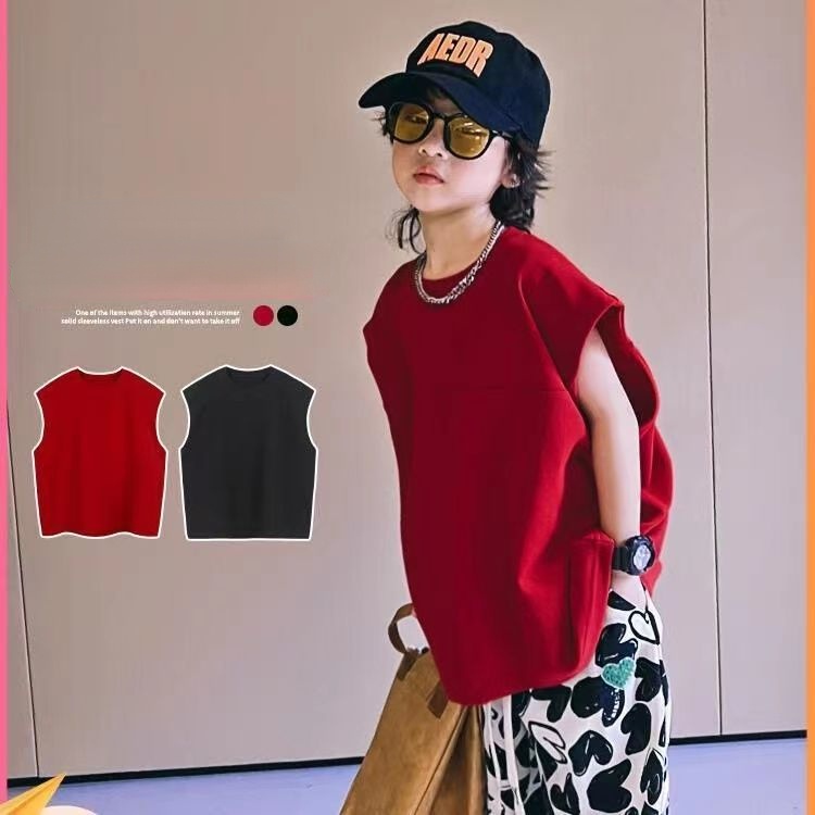 Áo Thun Không Tay Dáng Rộng Thời Trang Mùa Hè Hàn Quốc Dành Cho Bé Trai 2022