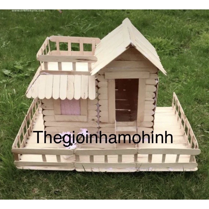 Nhà mô hình,mô hình que kem, nhà que kem, que kem handmade