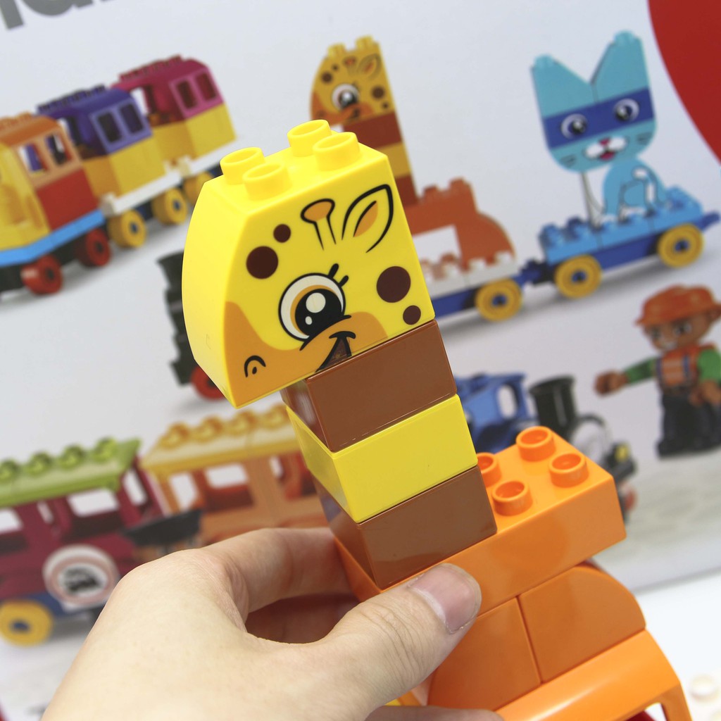 Bộ đồ chơi lắp ráp Smoneo Duplo tàu hỏa, động vật Toyshouse - 60 mảnh ghép 77007