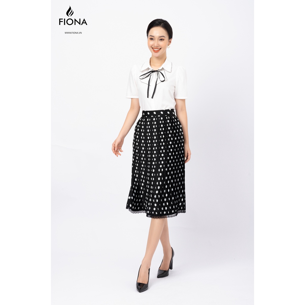 Chân váy công sở FIONA, chân váy nữ dáng dài qua gối, họa tiết chấm bi F251608