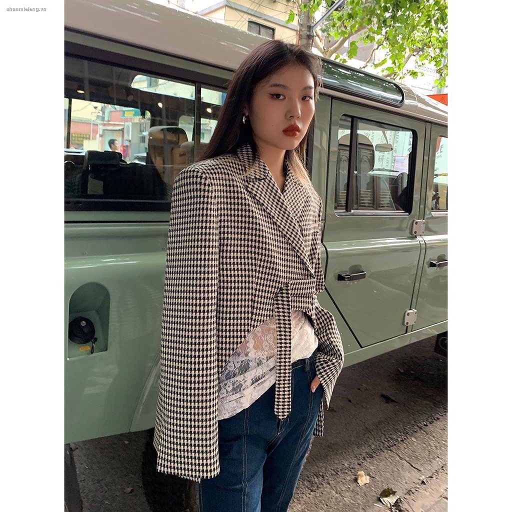 Hàng mới về Áo khoác vest họa tiết Houndstooth 21 thời trang mùa thu mới cho nữ | BigBuy360 - bigbuy360.vn