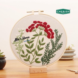 (Có sẵn) Kit nguyên liệu thêu tay thủ công DIY Bộ tự thêu may Tranh Tập thêu thủ công Hoa Mùa xuân MIE Handmade Shop