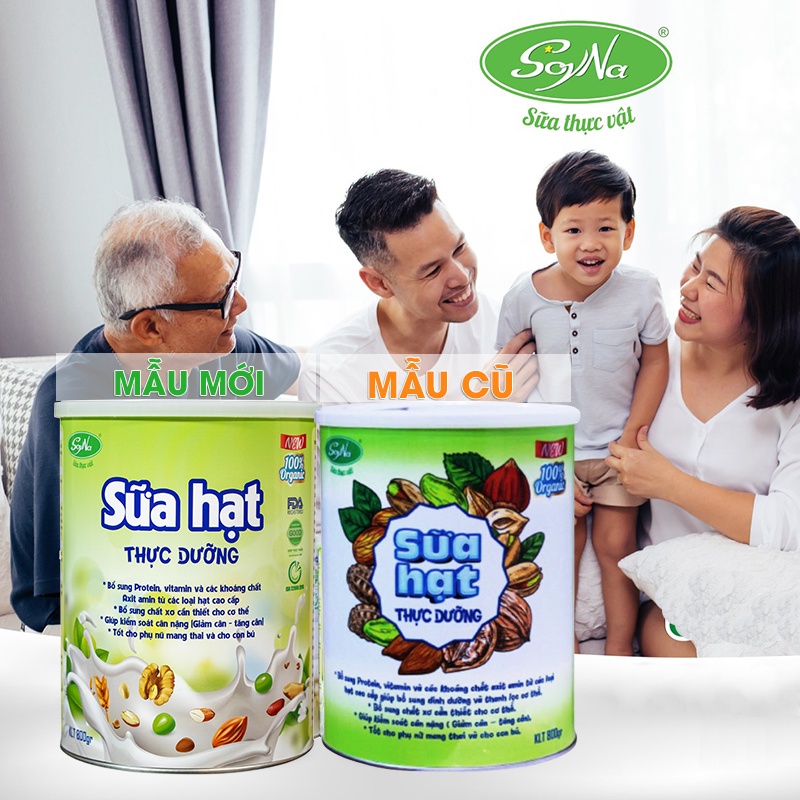 Sữa Hạt Thực Dưỡng SoyNa 800g chính hãng tặng kèm 1 hộp Sữa Hạt 300g và 1 gói Sữa Hạt