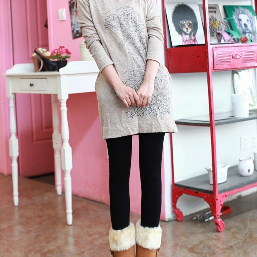 {Soltweter} Quần Tất Bó Sát Chân Dày Co Giãn Màu Trơn Ấm Áp Dành Cho Nữ