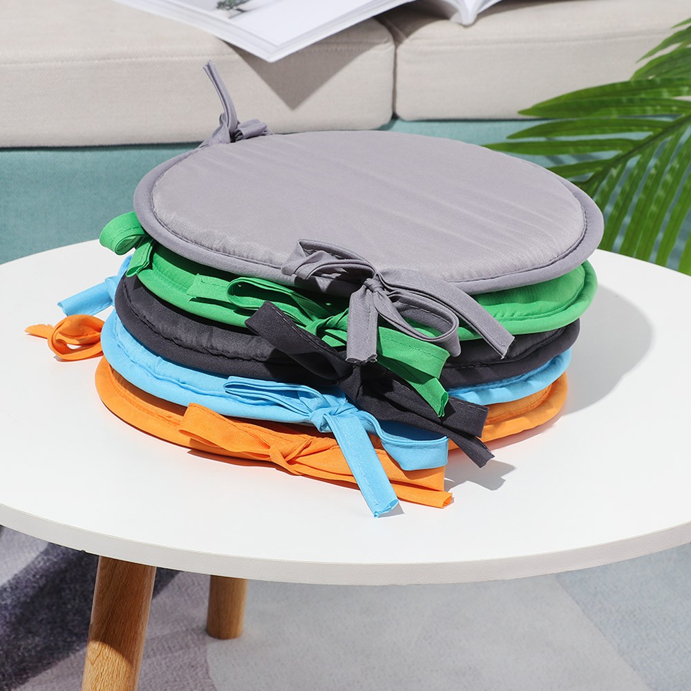 MELODG 30-38cm Chair Pads Solid Color Kitchen Office Dining Seat Cushion Tie-on Removable Outdoor Round Sofa Car/Multicolor